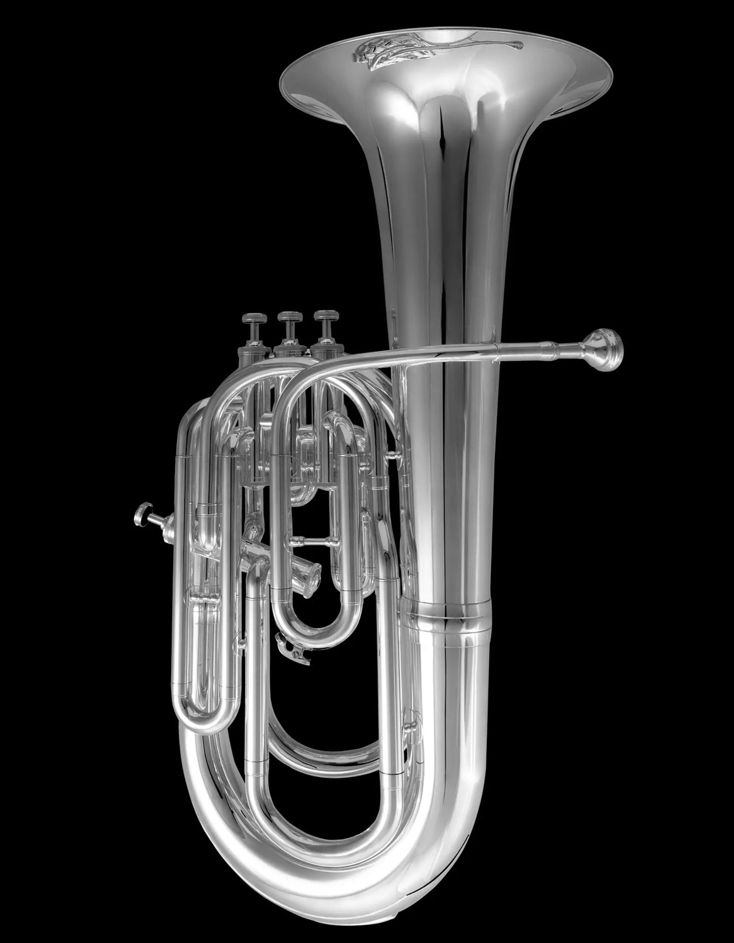 Rear angle of Silver French Bb Saxhorn