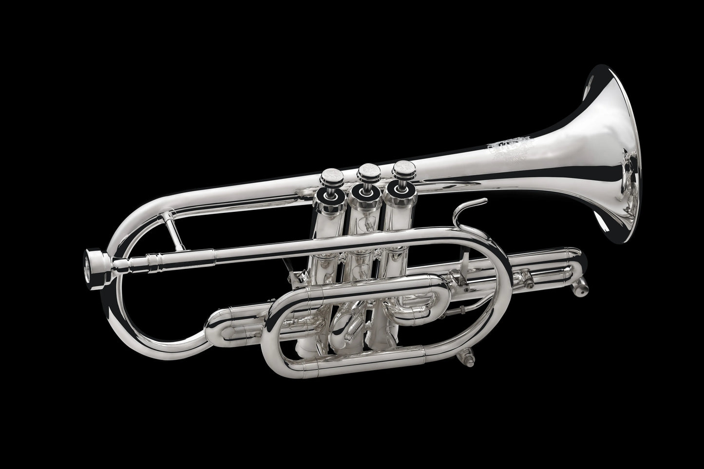 Top angle of Handcrafted Bb Cornet by Wessex Tubas