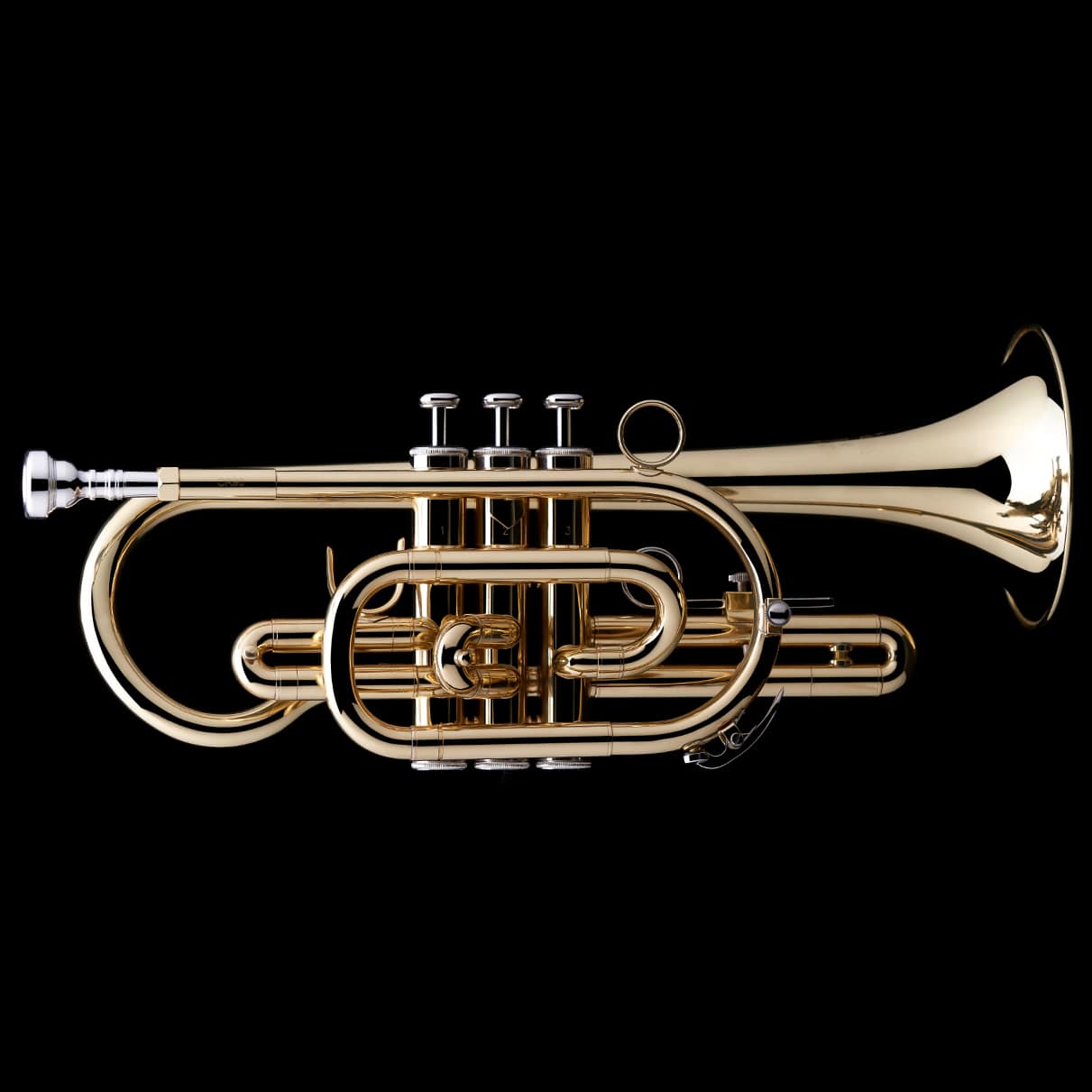 An image of a Bb Cornet from Wessex Tubas, facing right