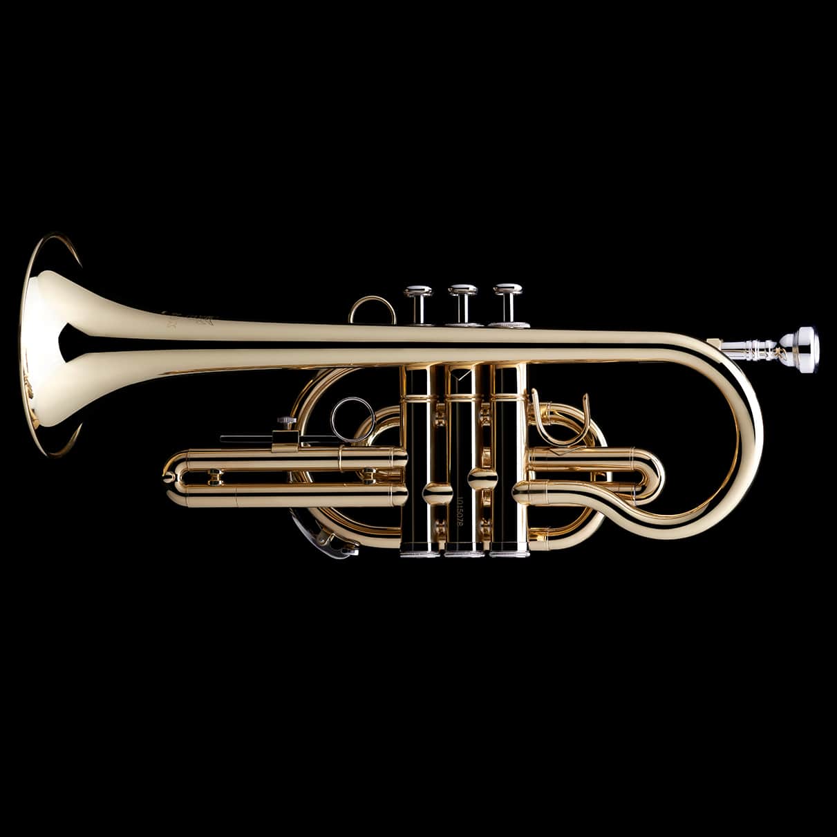 An image of a Bb Cornet from Wessex Tubas, facing left