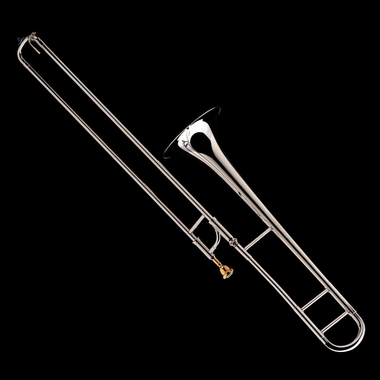 An image of a Bb Tenor Trombone from Wessex Tubas, facing upwards and to the left