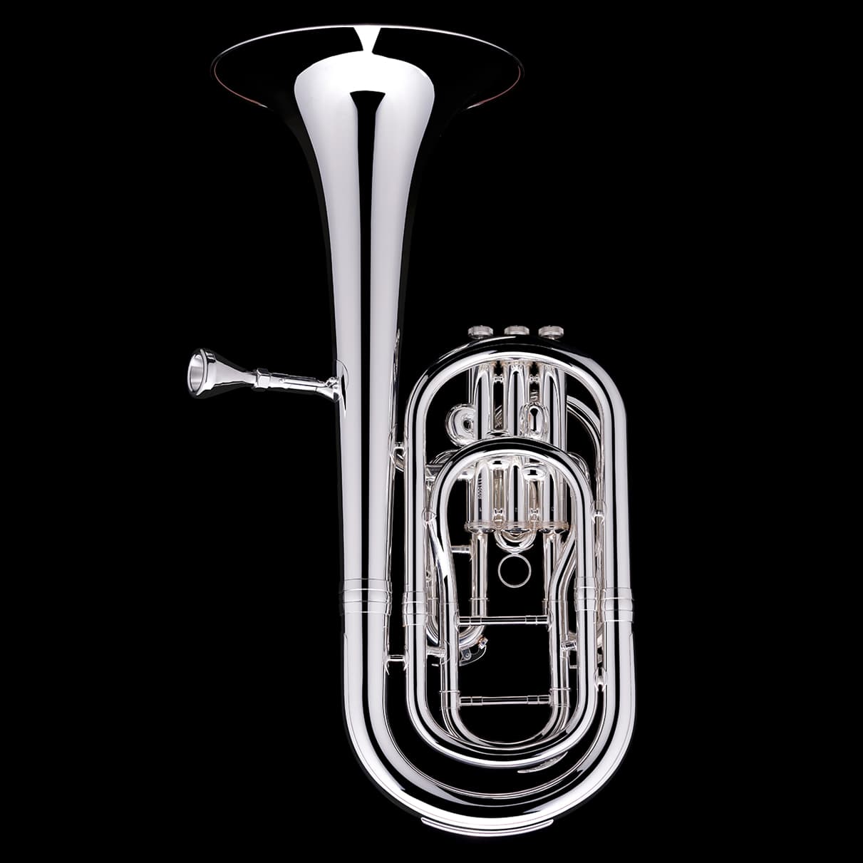 An image showing the back of a Bb Compensated Baritone (3-valve) from Wessex Tubas in silver plate