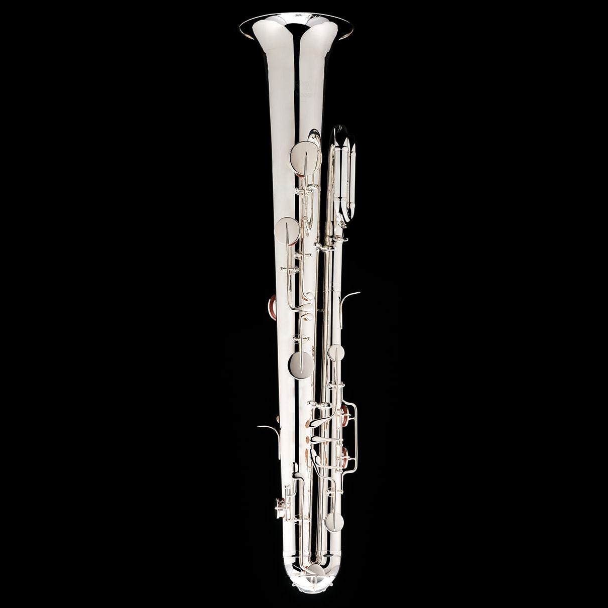 An image of a Bb Ophicleide in silver from Wessex Tubas