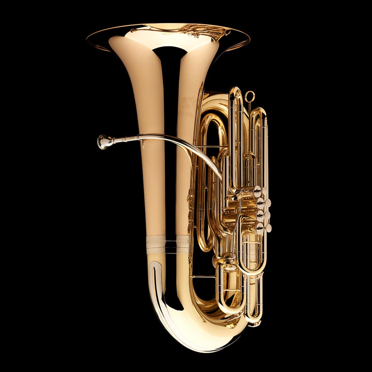 An alternative image of a BBb 4/4 Tuba with 5-valves 'Viverna' from Wessex Tubas