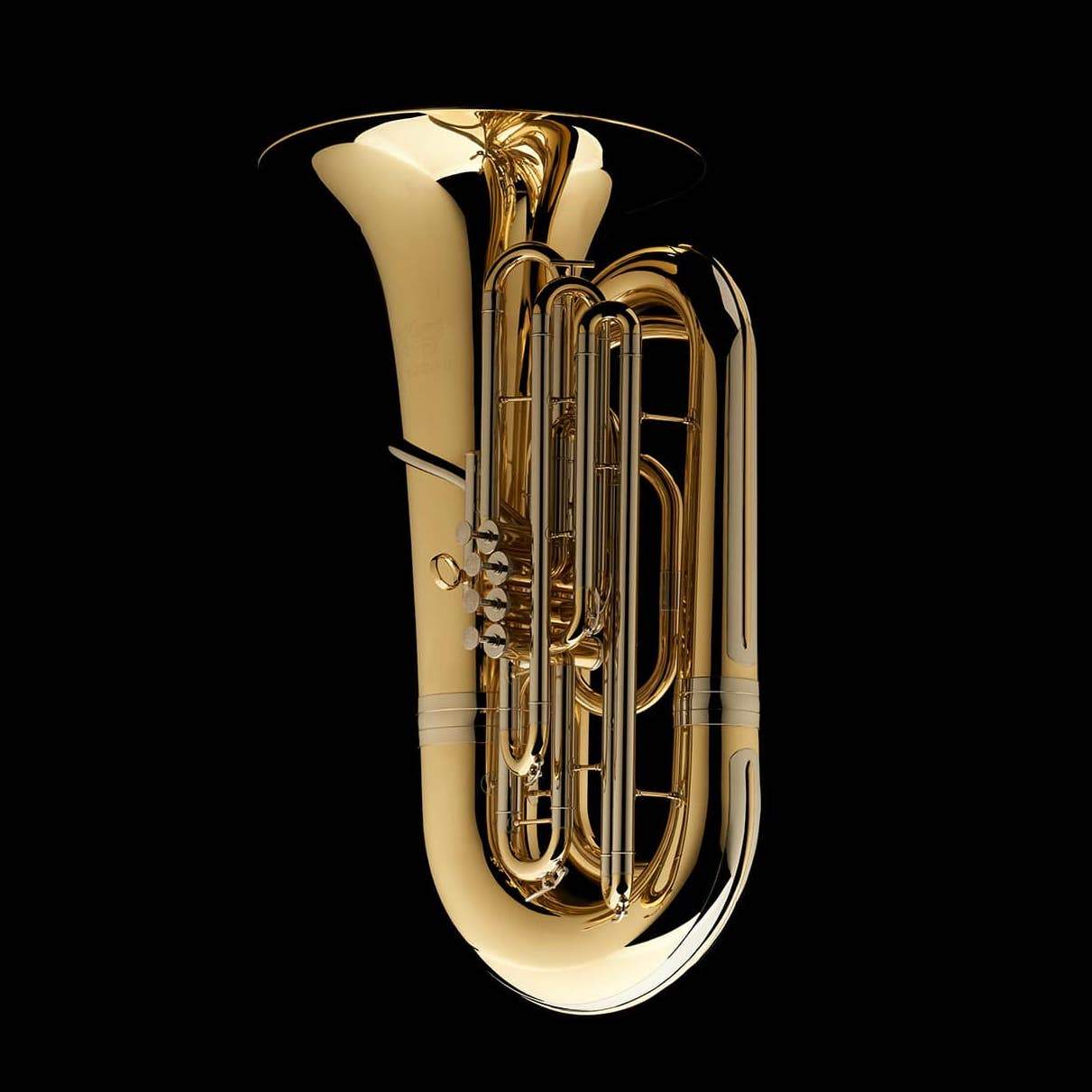 An image showing the side of a BBb 4/4 Tuba with 4-valves 'Dragon' from Wessex Tubas