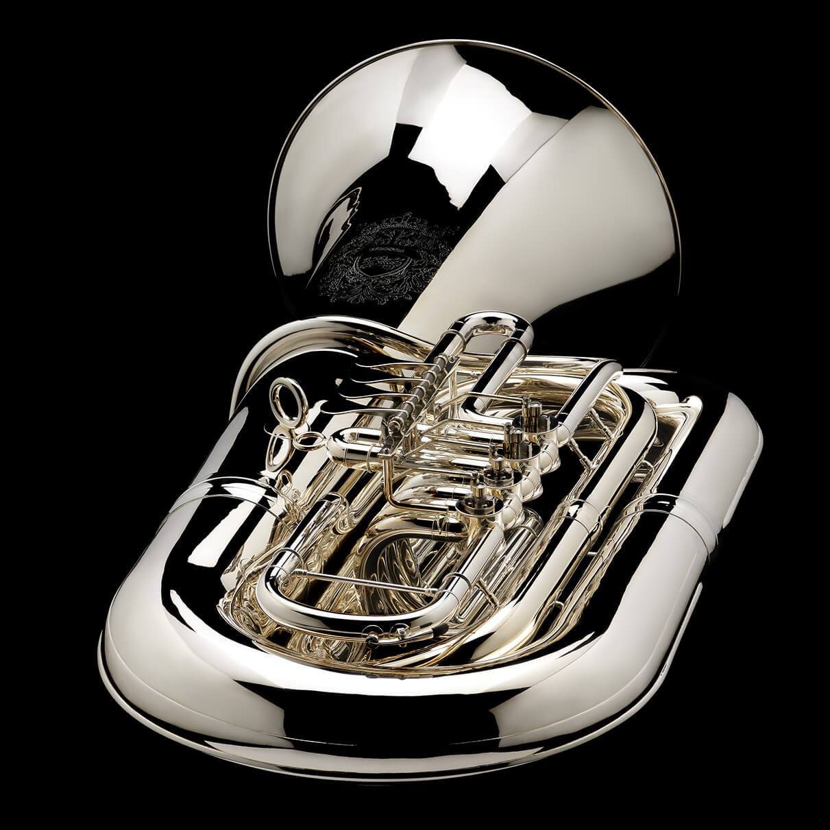 An image of a BBb 6/4 Rotary tuba ‘Kaiser’ from Wessex Tubas, laying flat