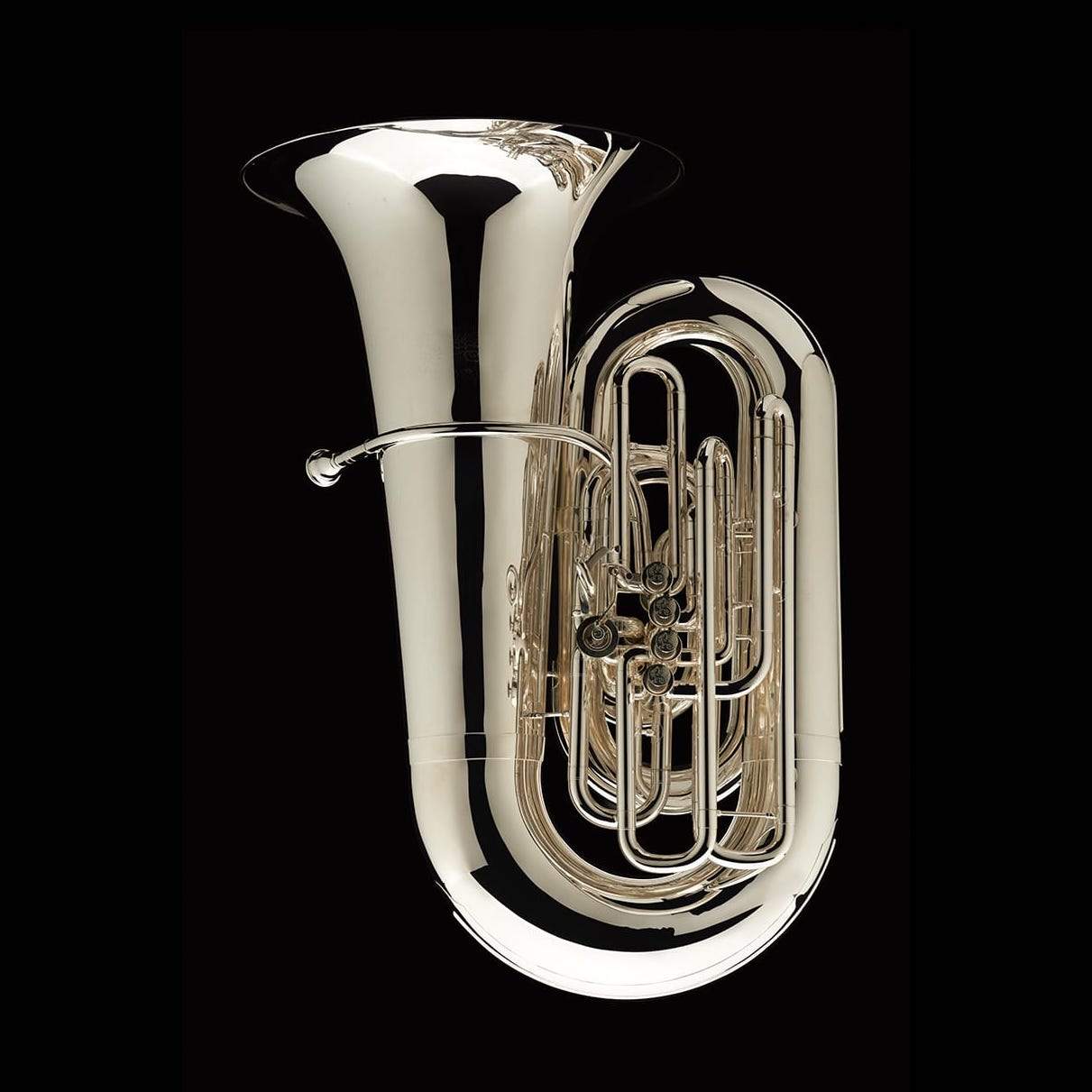 An image of a BBb 6/4 Tuba with 5-valves 'Prokofiev' in silver plate from Wessex Tubas