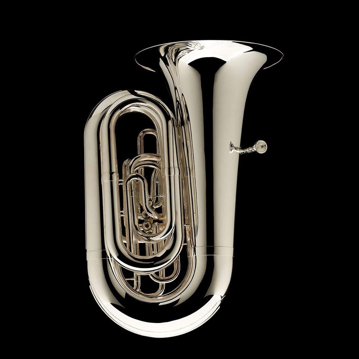 An alternative image of a BBb 6/4 Tuba with 5-valves 'Prokofiev' in silver-plate from Wessex Tubas